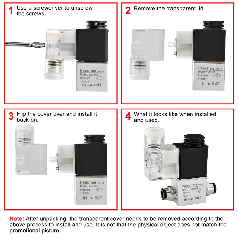 Heschen Electrical Pneumatic Solenoid Valve 2V025-08 24VDC PT1/4 2/2 Way Normally Closed - Image 5